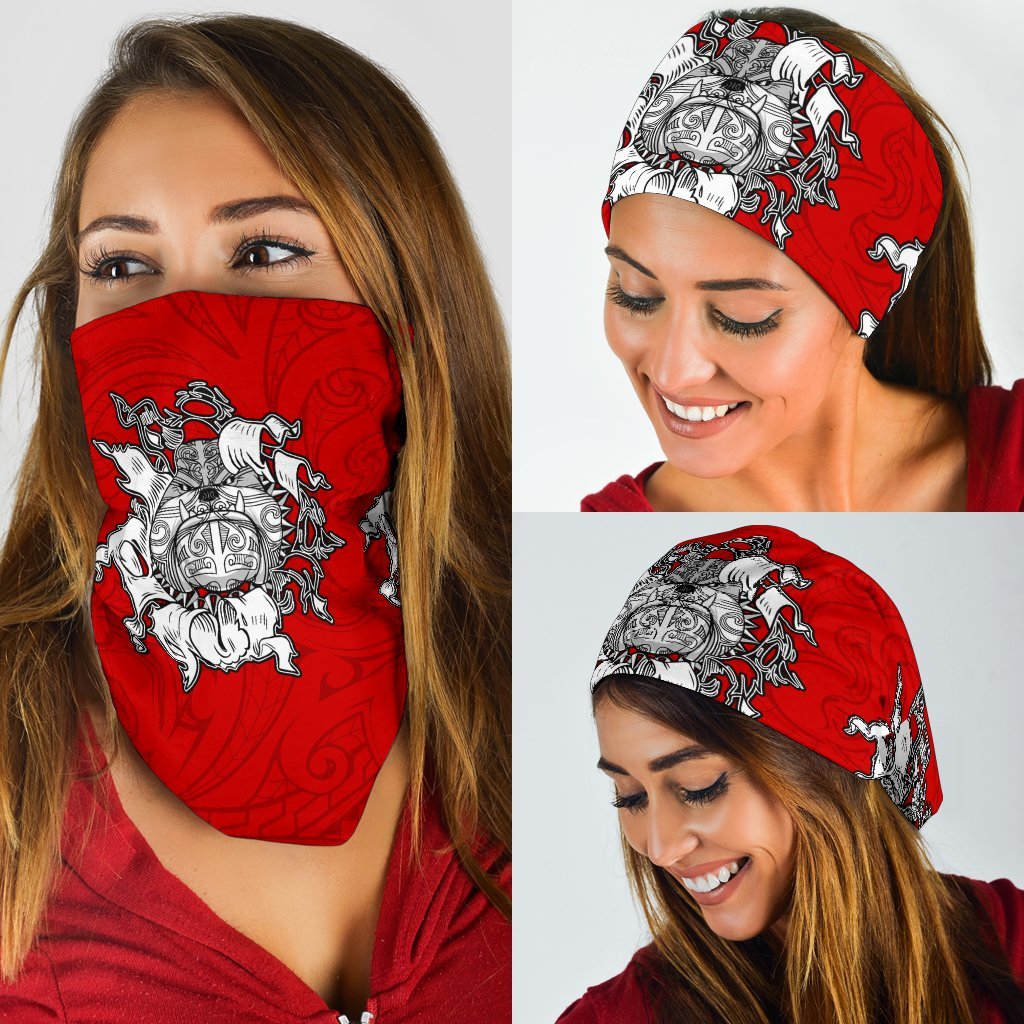 Maori Bulldog Bandana, New Zealand Bandana - Red - Vibe Hoodie Shop