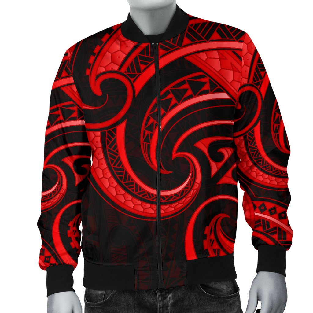 New Zealand Maori Mangopare Men Bomber Jacket Polynesian - Red - Vibe Hoodie Shop