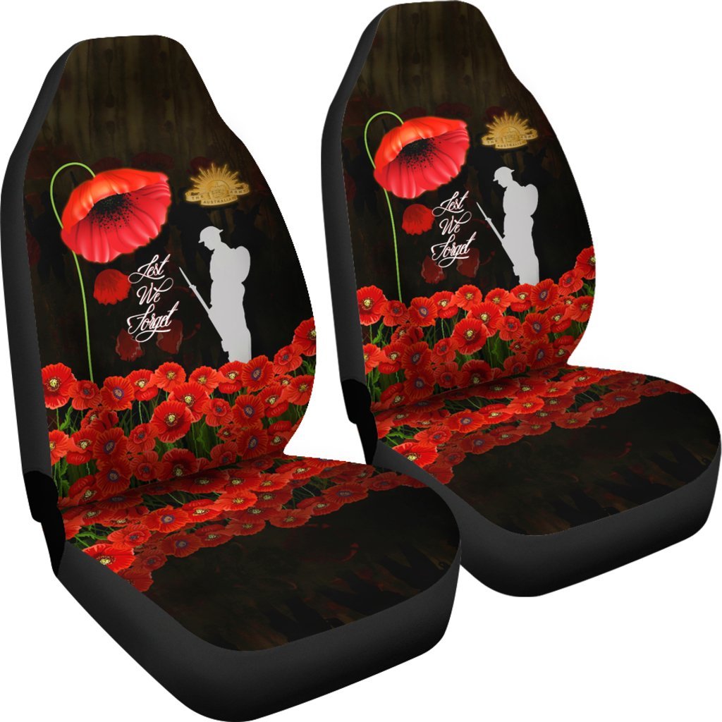 ANZAC Car Seat Covers - Remembrance Poppy Flowers - Vibe Hoodie Shop