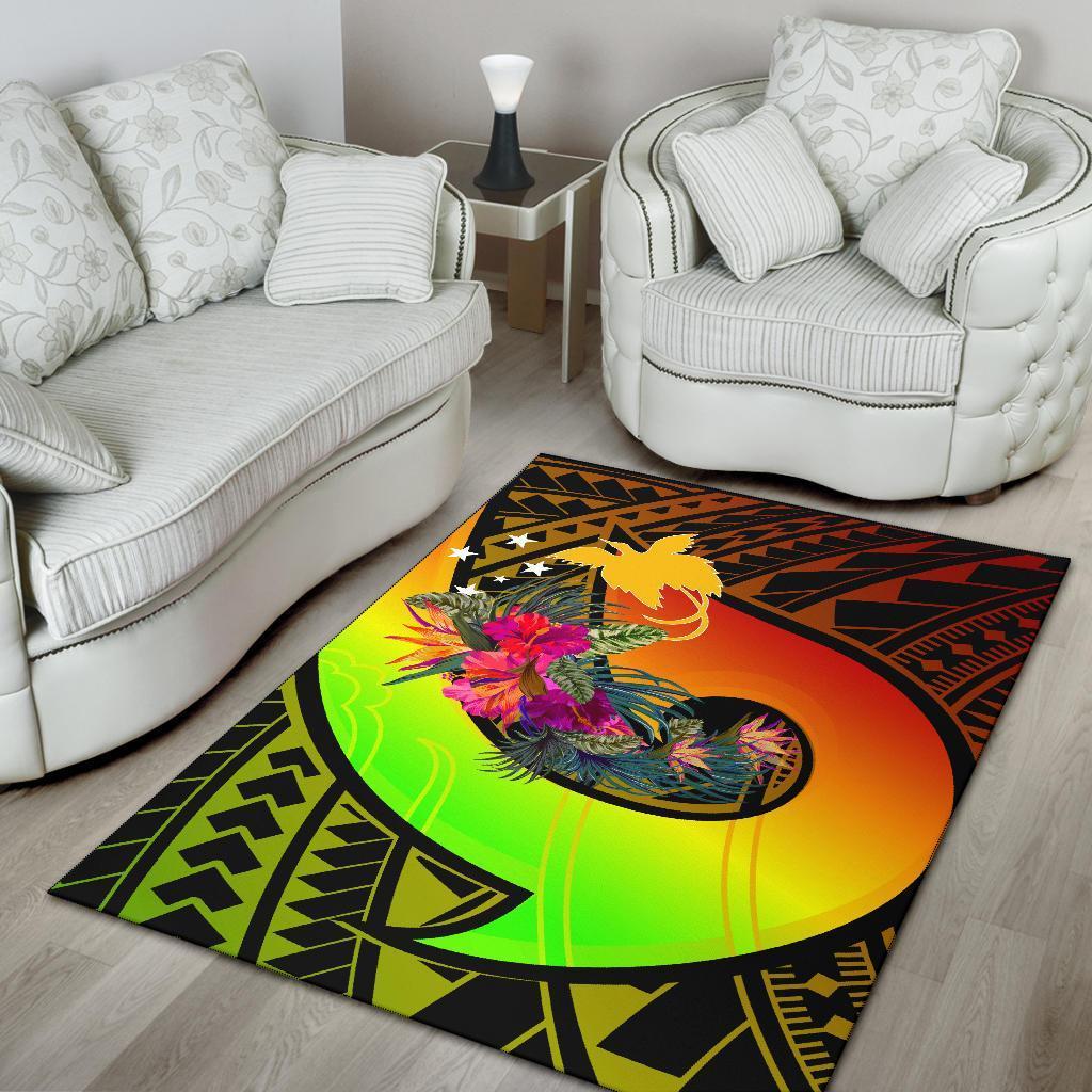 Papua New Guinea Area Rug - Polynesian Hook And Hibiscus (Raggae) - Vibe Hoodie Shop