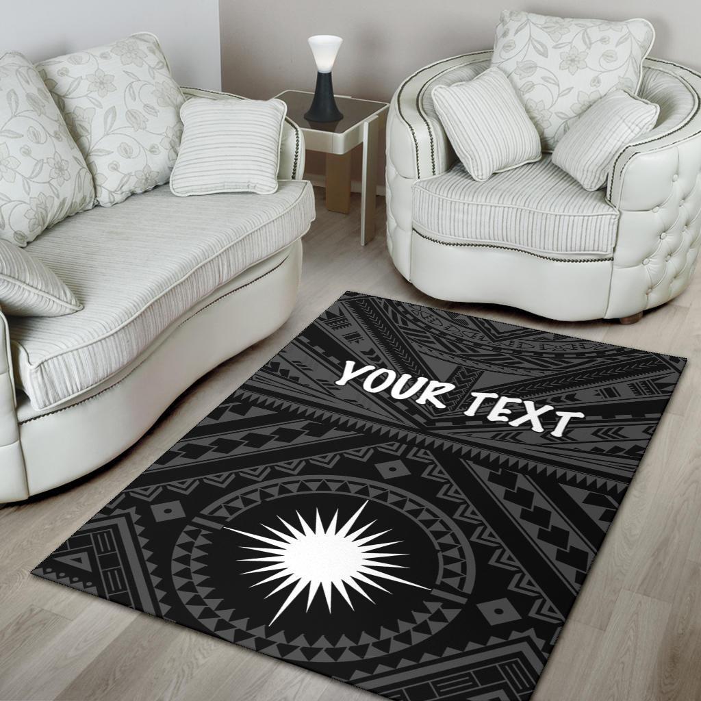 Marshall Personalised Area Rug - Marshall Seal With Polynesian Tattoo Style (Black) - Vibe Hoodie Shop