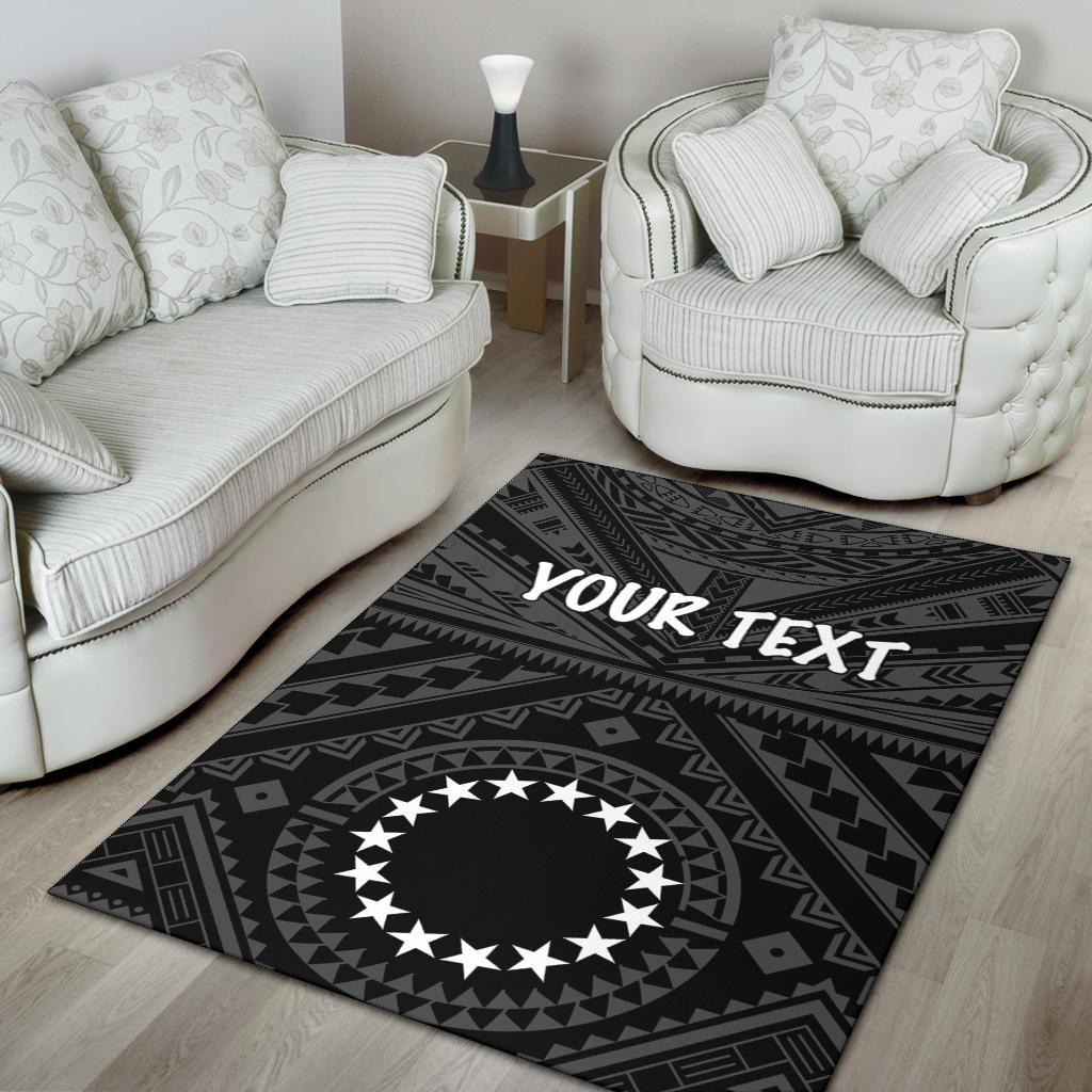 Cook Islands Personalised Area Rug - Seal With Polynesian Tattoo Style (Black) - Vibe Hoodie Shop