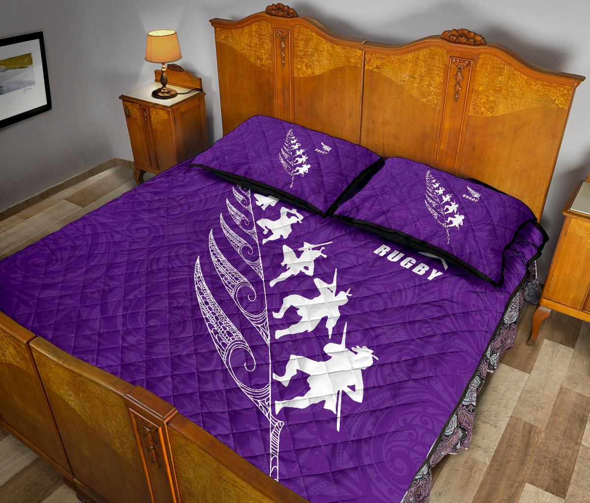 Quilt Bed Set New Zealand Rugby Haka Violet - Vibe Hoodie Shop