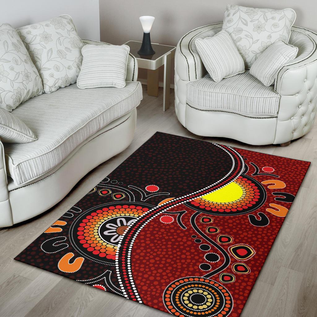 Aboriginal Area Rug - Australia Flag Dot Painting Art - Vibe Hoodie Shop