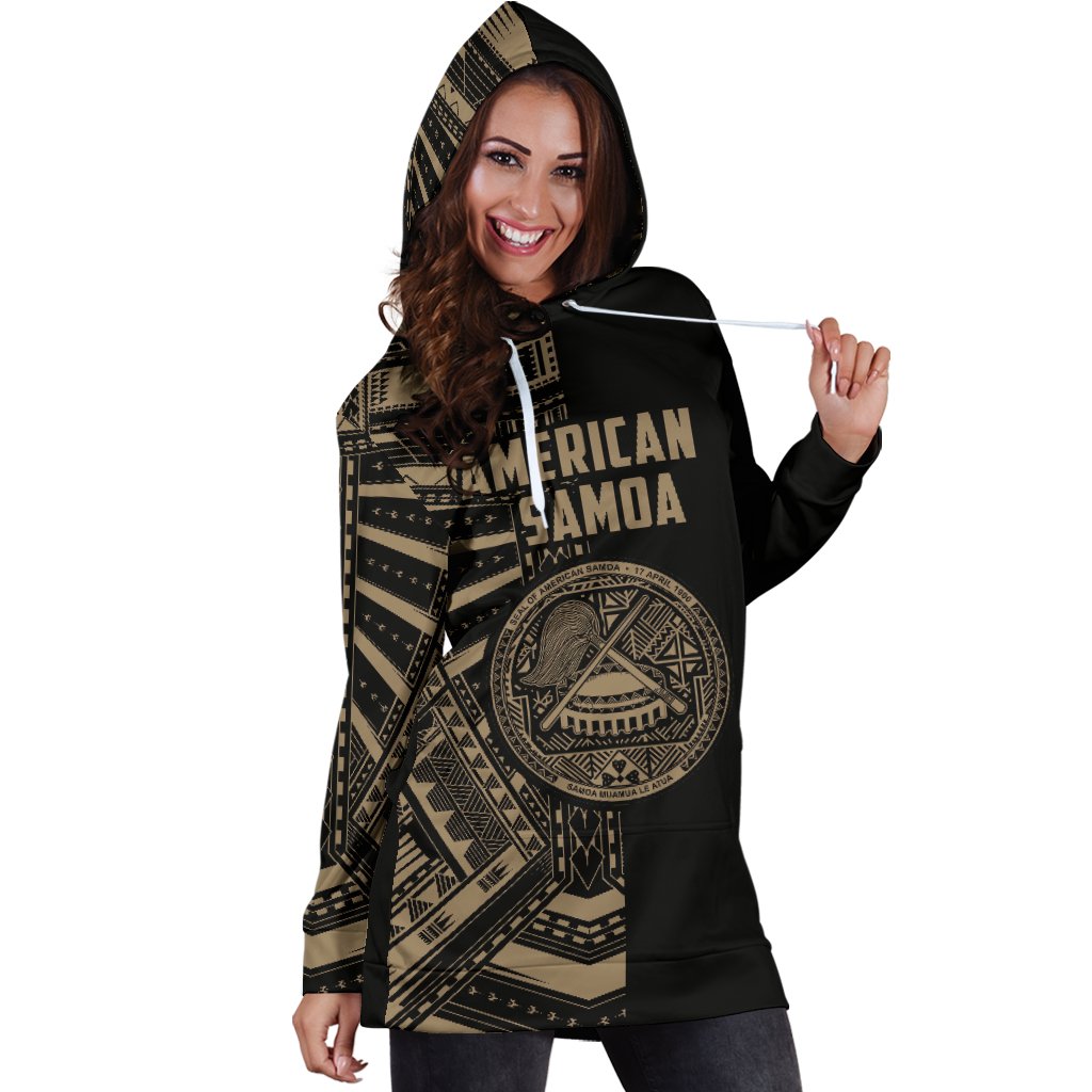 American Samoa Women's Hoodie Dress - Half Style (Gold) - Vibe Hoodie Shop