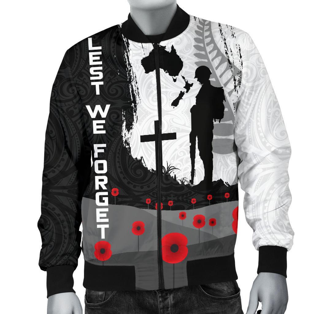 ANZAC Day Men Bomber Jacket, New Zealand Australia Lest We Forget - Vibe Hoodie Shop