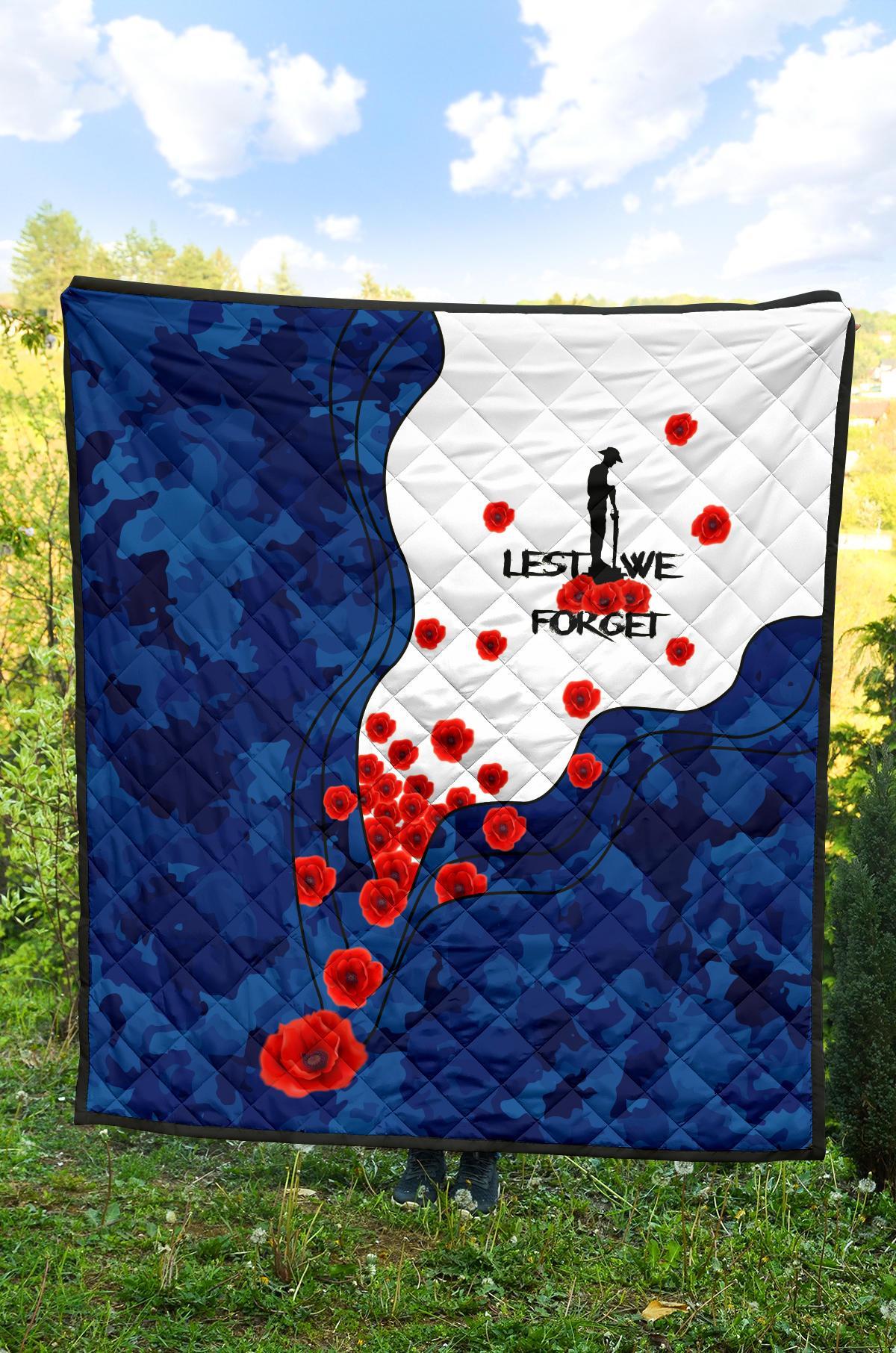 ANZAC Lest We Forget Premium Quilt - Australian Flag Blue - - Vibe Hoodie Shop