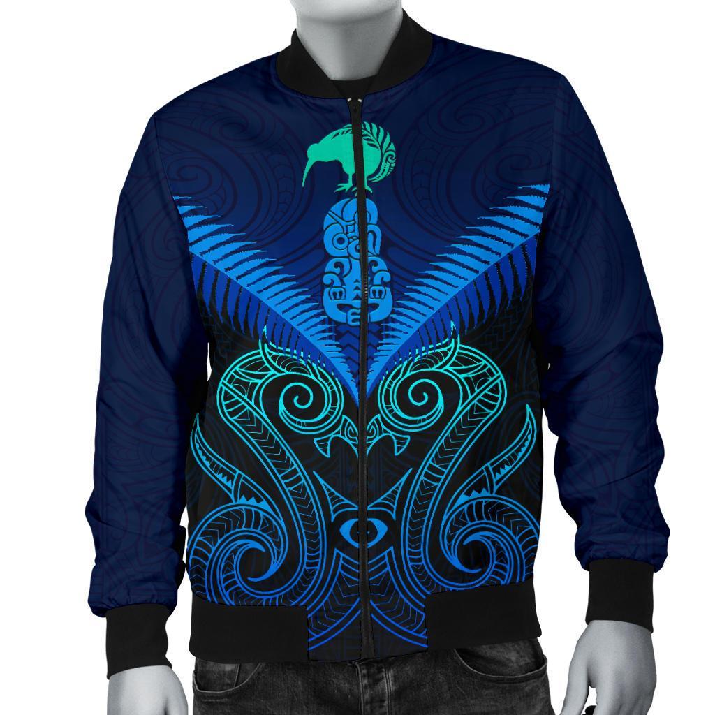 Maori Manaia New Zealand Men Bomber Jacket Blue - Vibe Hoodie Shop