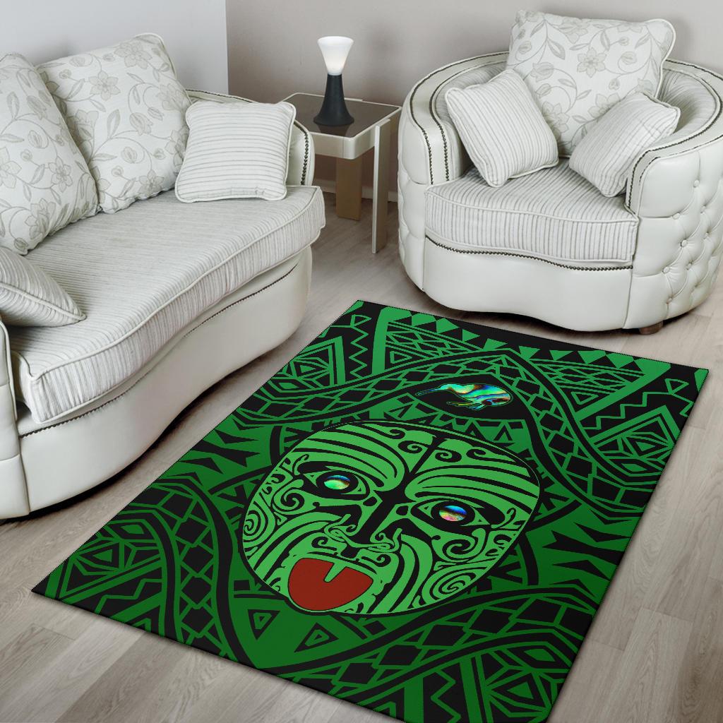 Integrity Maori Ta Moko Area Rug Kiwi and Paua Green - Vibe Hoodie Shop