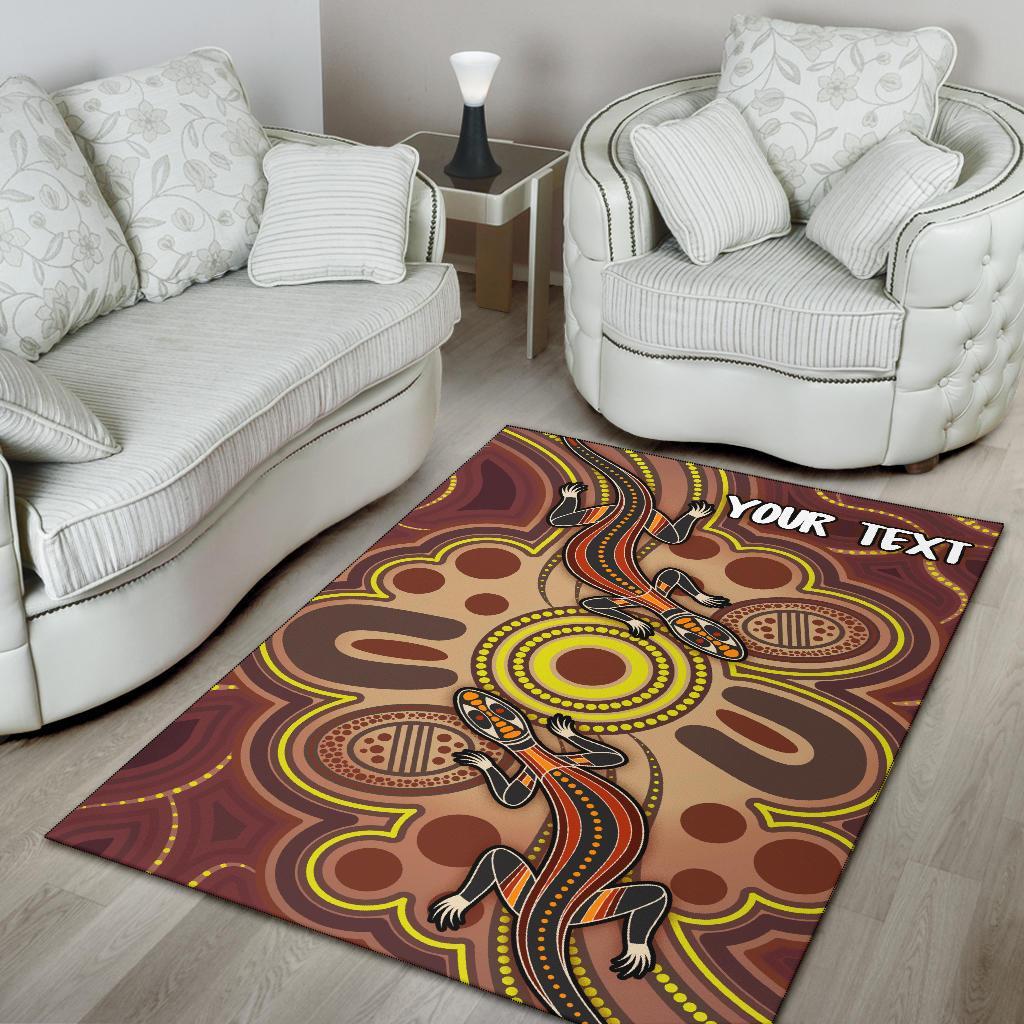 Custom Aboriginal Area Rug, Indigenous Lizard Dot Painting Art - Vibe Hoodie Shop