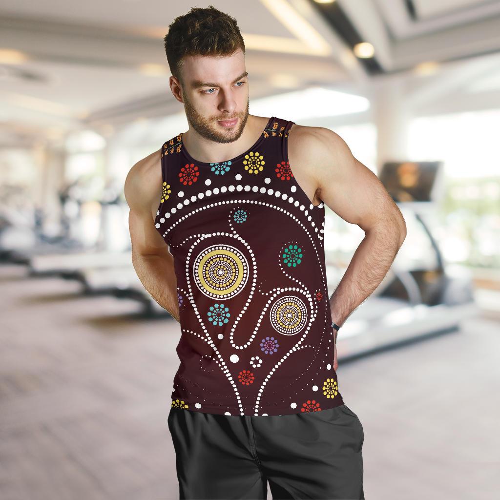 Men Tank Top - Aboriginal Dot Painting Mens Tank Tree - Vibe Hoodie Shop