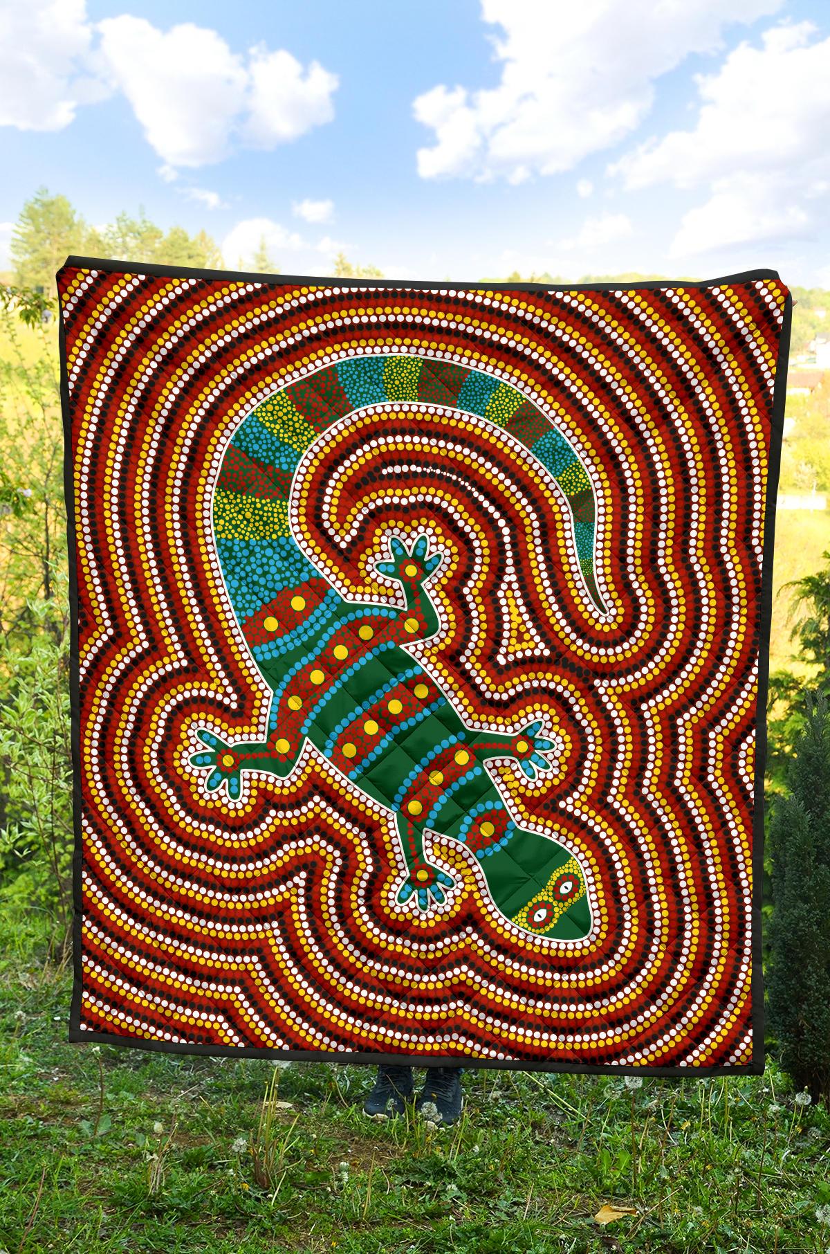 Premium Quilts - Lizard Coverlets Aboriginal Dot Painting - Vibe Hoodie Shop