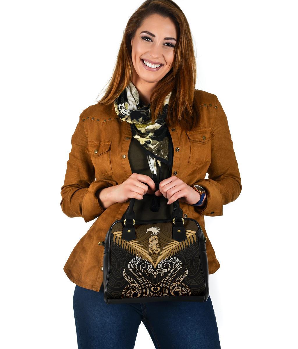 Maori Manaia New Zealand Shoulder Handbag Gold - Vibe Hoodie Shop