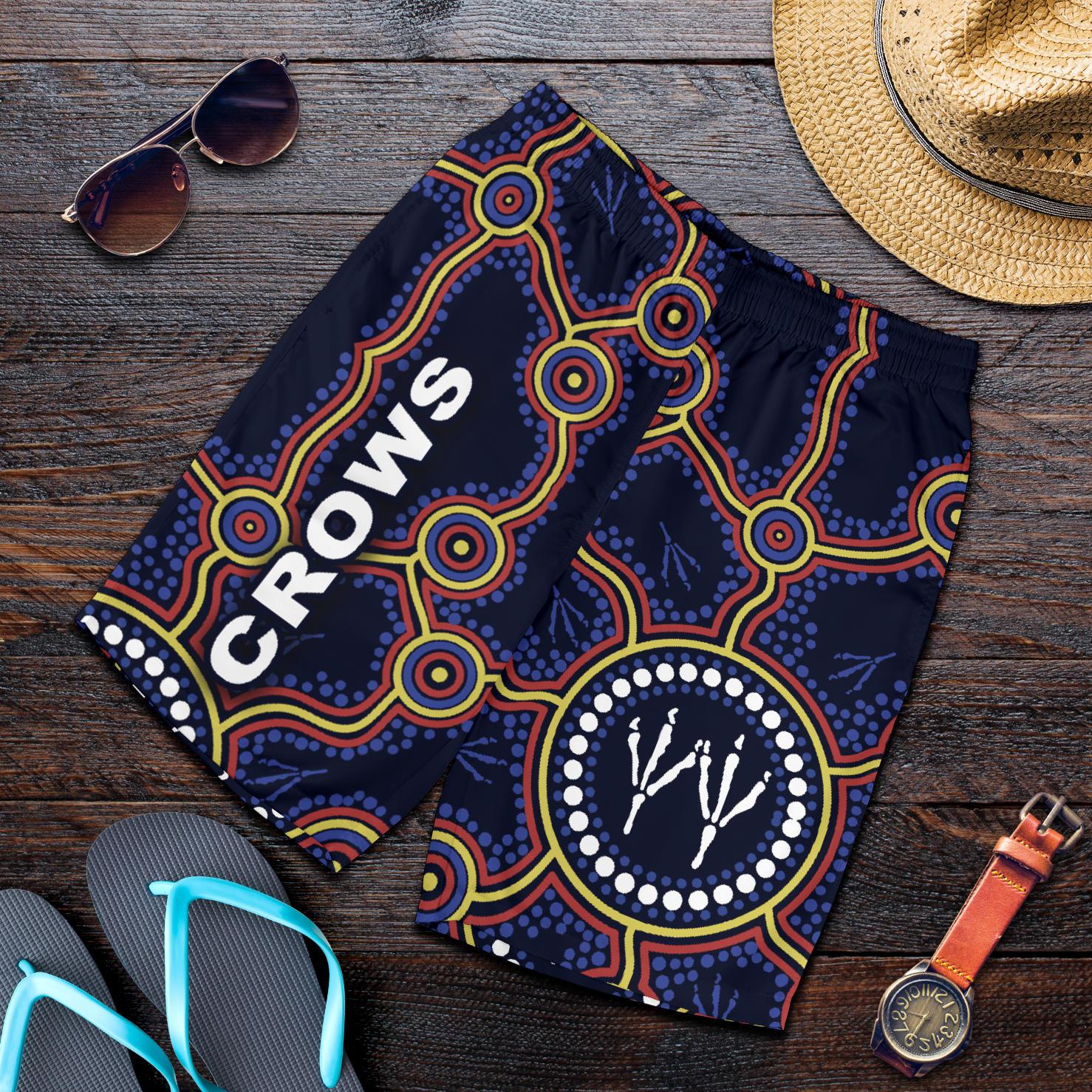 Adelaide Men Shorts Indigenous Crows Footprint - Vibe Hoodie Shop