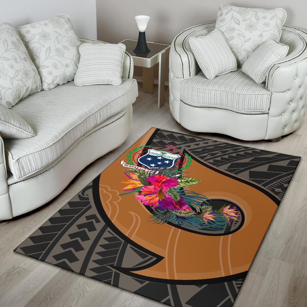 Samoa Area Rug - Polynesian Hook And Hibiscus (Nude) - Vibe Hoodie Shop