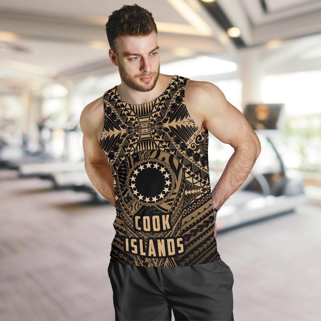 Cook Islands Tank Top For Men Polynesian Golden Style - Vibe Hoodie Shop