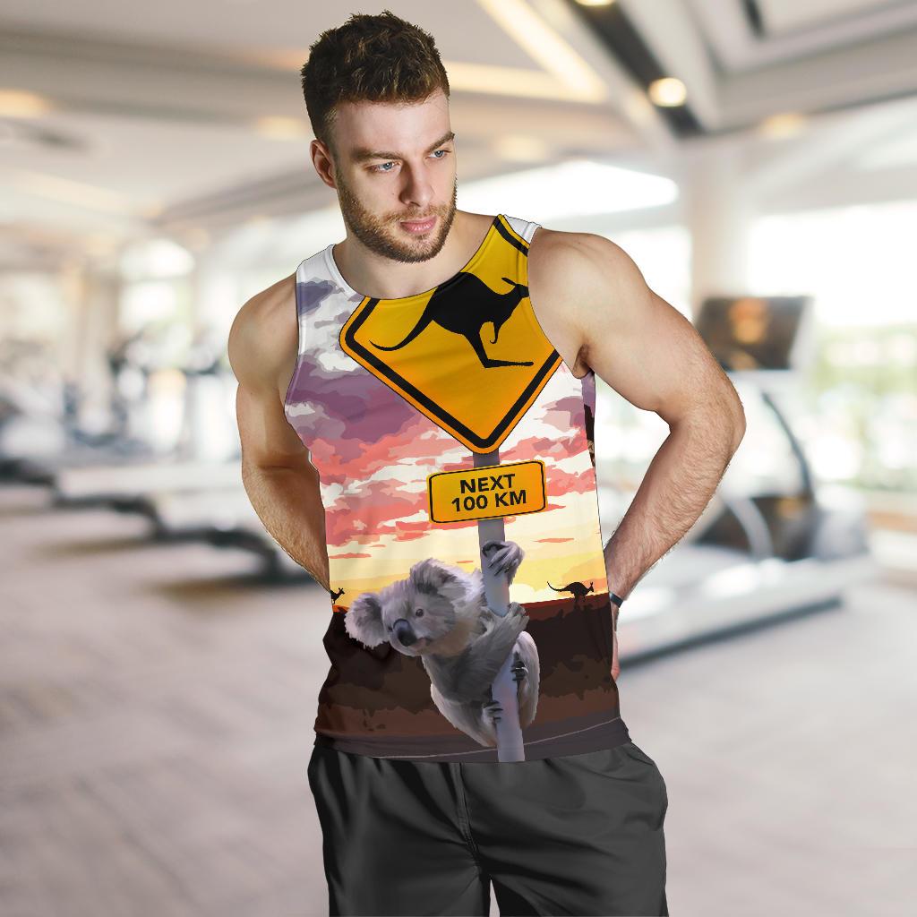 Men Tank Top - Koala Mens Tank Kangaroo Sign Sunset Landscape Art - Vibe Hoodie Shop