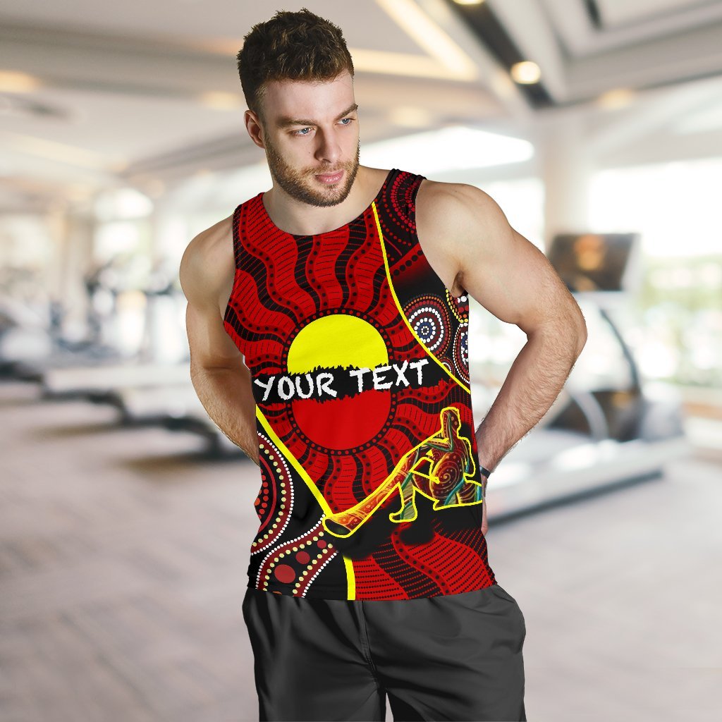 Custom Men's Tank Top - Australia Aboriginal Dots With Didgeridoo - Vibe Hoodie Shop