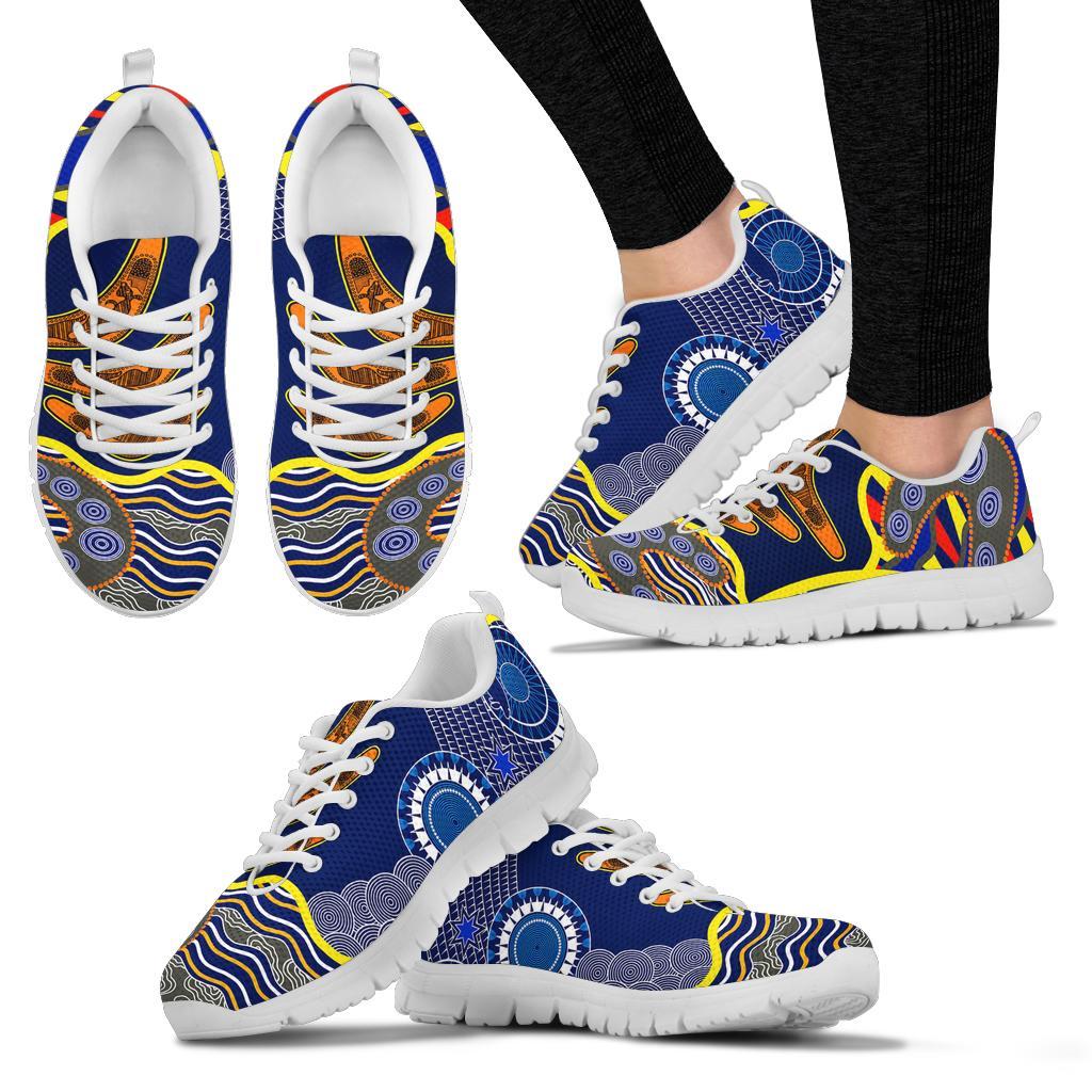 Aboriginal Sneakers, Australian Boomerang Dot Painting Art - Vibe Hoodie Shop