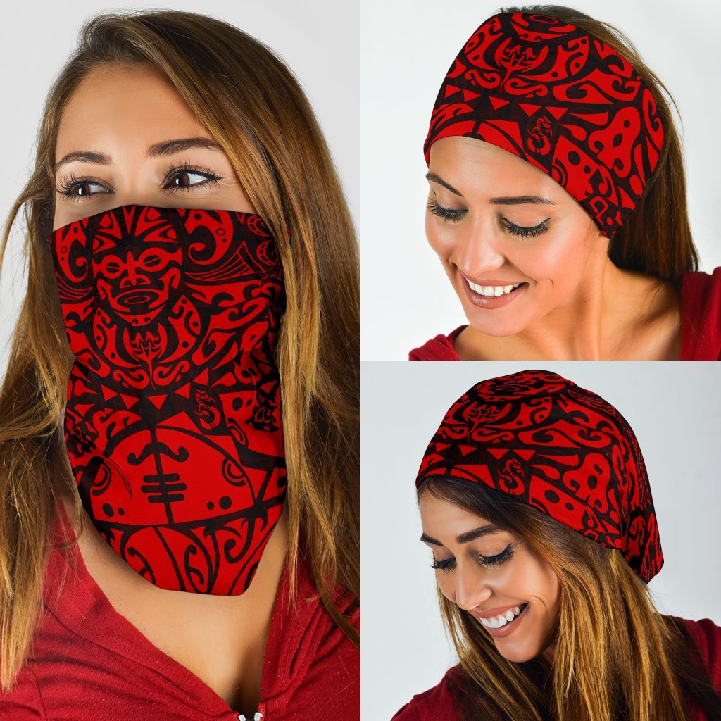 New Zealand Maori Tangaroa Tattoo Bandana - Red - Vibe Hoodie Shop