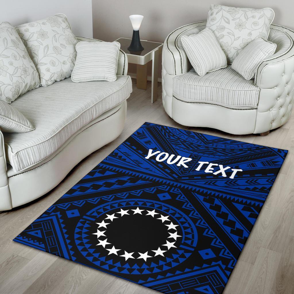 Cook Islands Personalised Area Rug Seal With Polynesian Tattoo Style (Blue) - Vibe Hoodie Shop