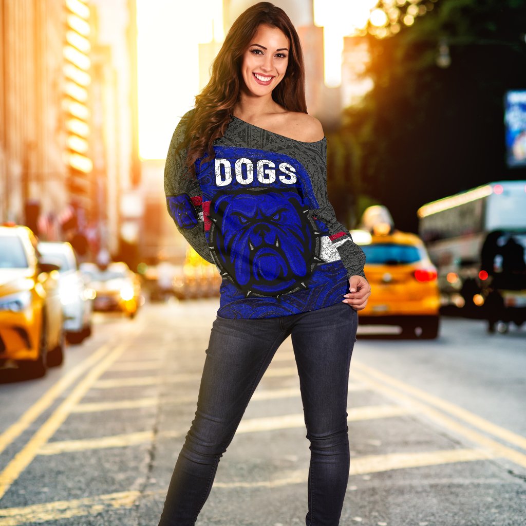 Western Women's Off Shoulder Sweater Dogs Unique Vibes - Vibe Hoodie Shop