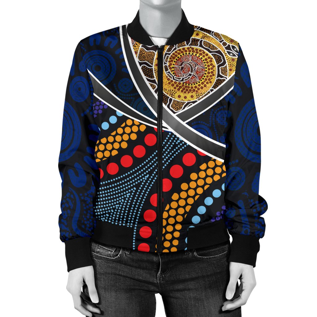 Aboriginal Bomber Jacket - Aboriginal Dot Panting Art With Snake - Vibe Hoodie Shop