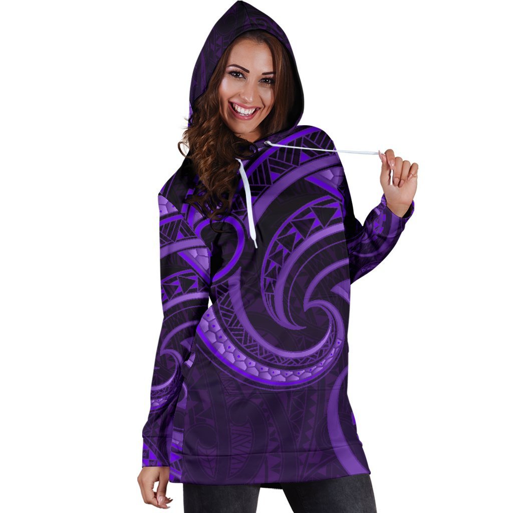 New Zealand Maori Mangopare Women Hoodie Dress Polynesian - Purple - Vibe Hoodie Shop