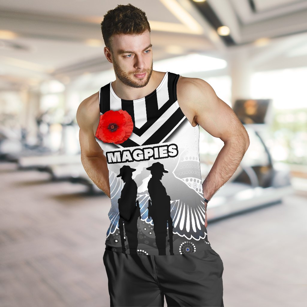 Magpies Men's Tank Top Collingwood ANZAC Day Special Version - Vibe Hoodie Shop