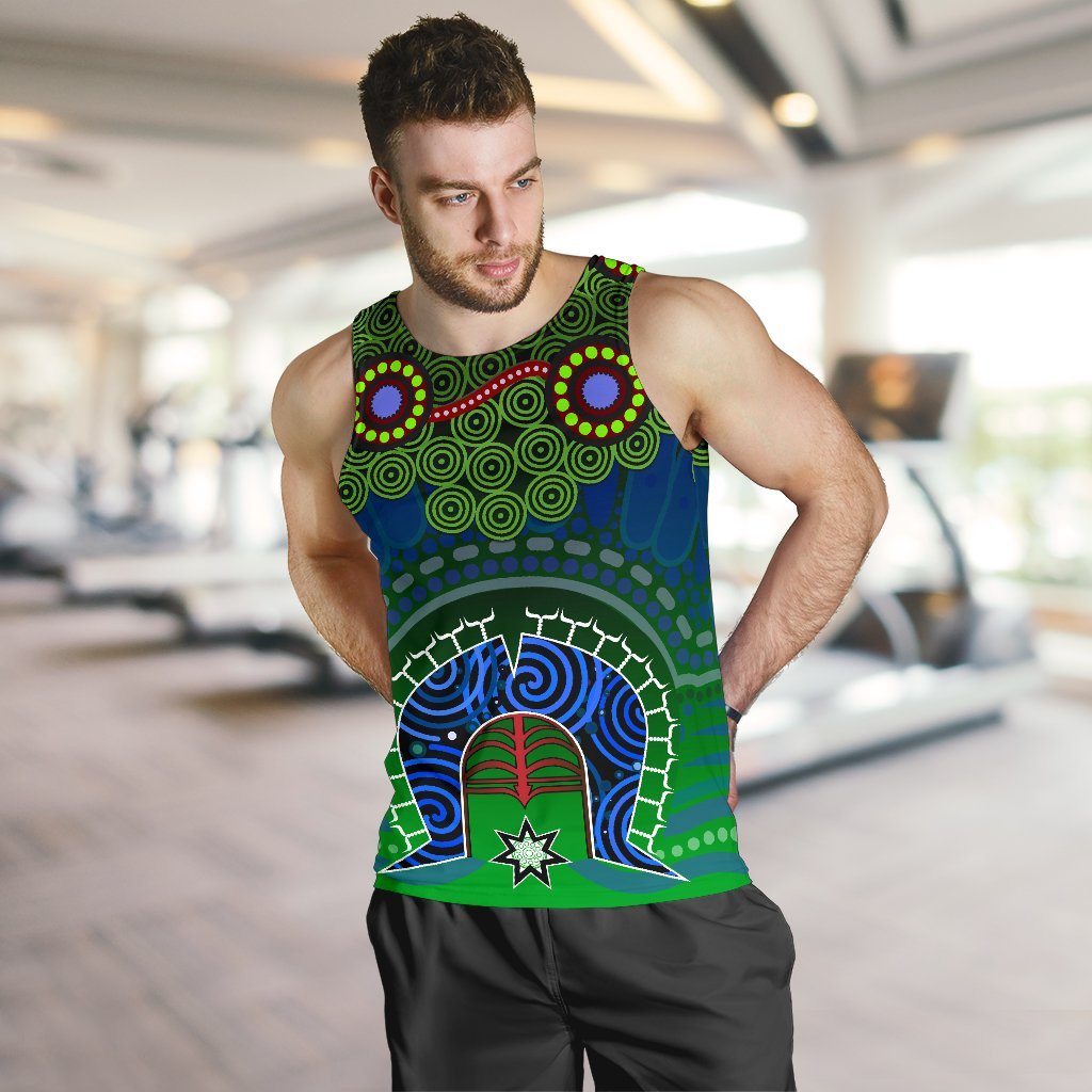 Torres Strait Men's Tank Top - Dhari And Dot Patterns - Vibe Hoodie Shop