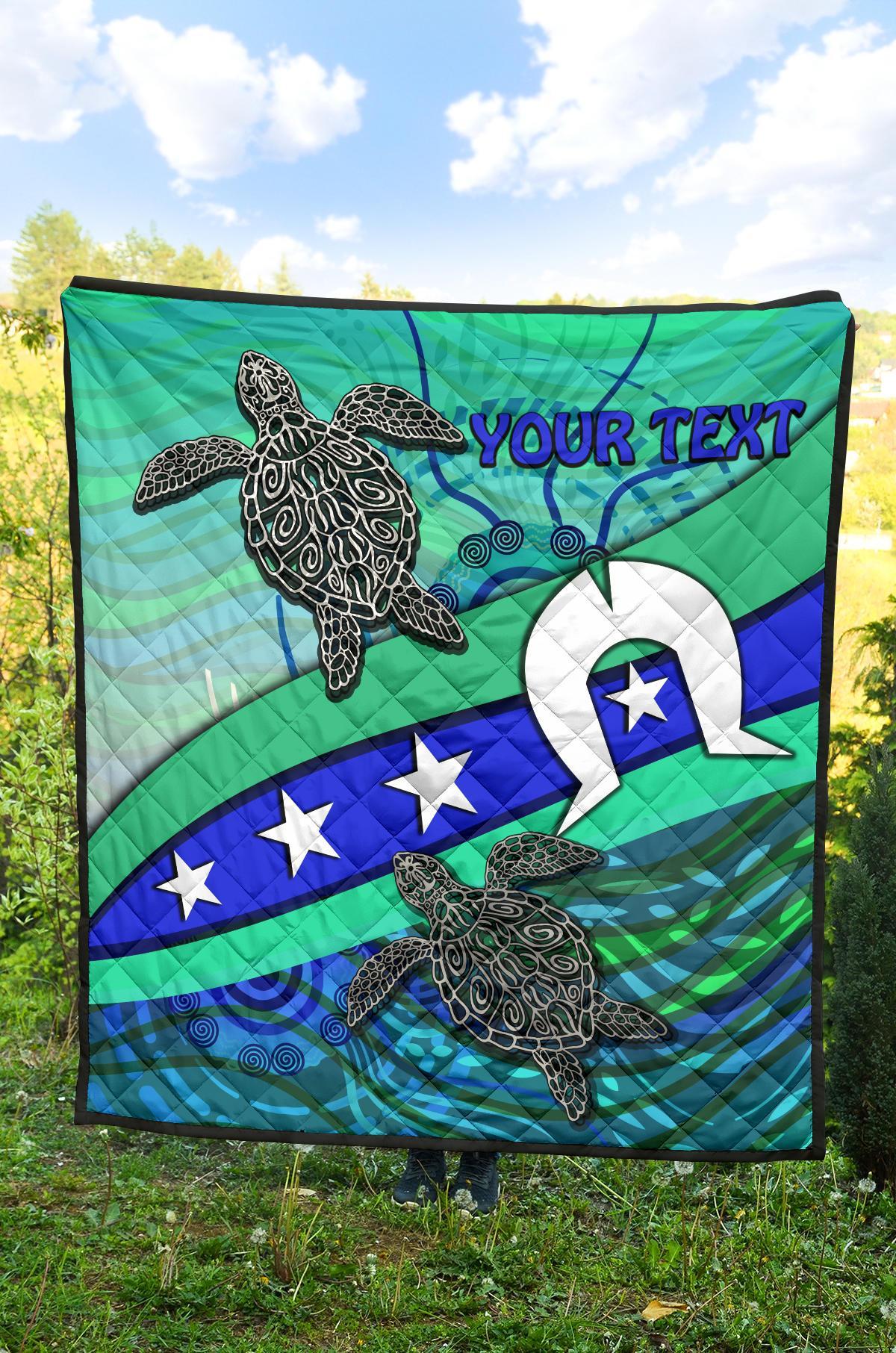 Personalised Premium Quilt - Torres Strait Flag And Turtle - Vibe Hoodie Shop