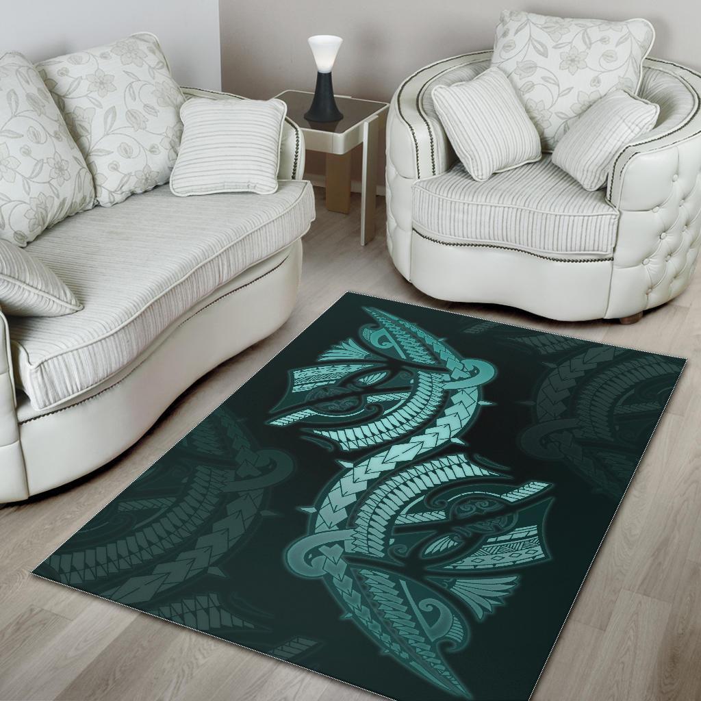 Polynesian Area Rug Turquoise - Vibe Hoodie Shop