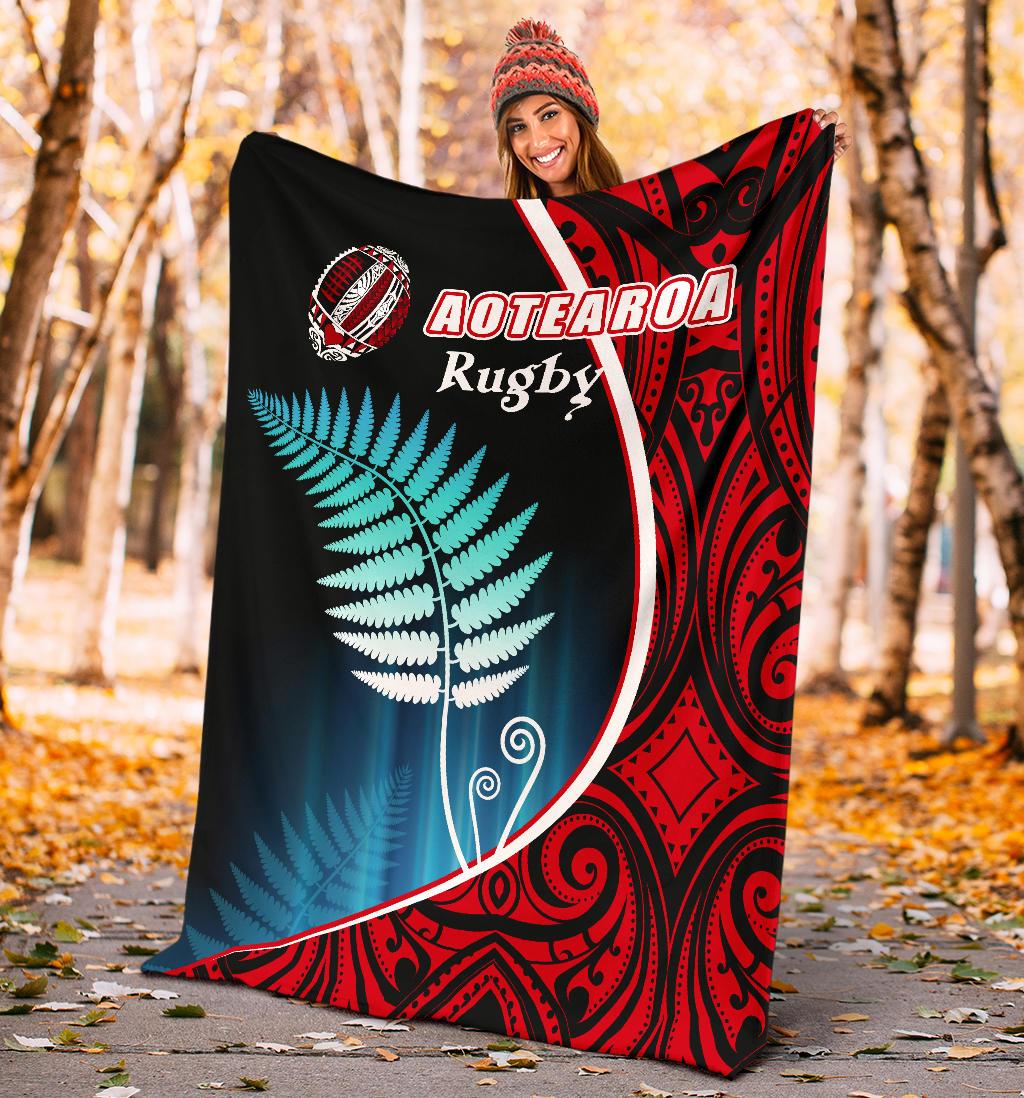 Aotearoa Rugby Black Maori Premium Blanket Kiwi and Silver Fern New Zealand - Vibe Hoodie Shop