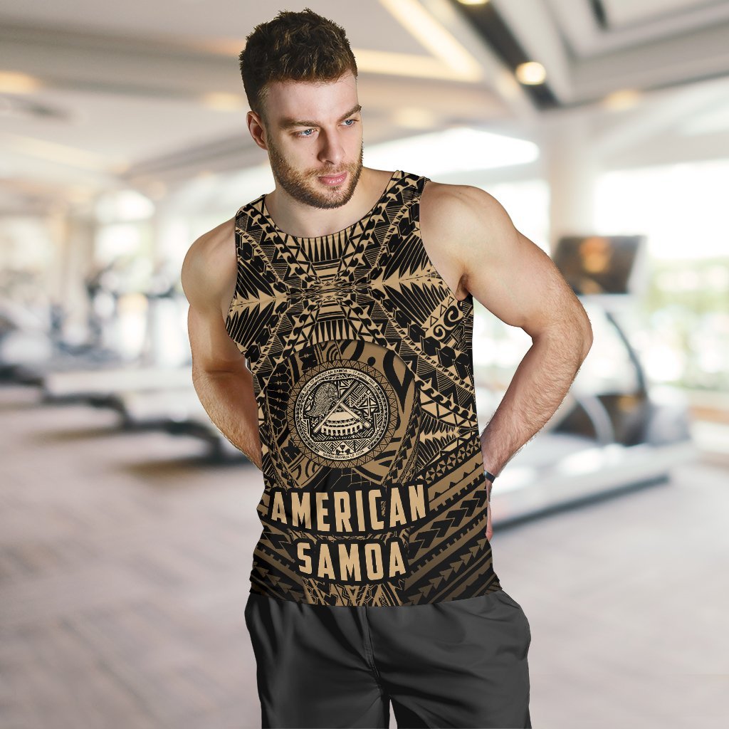 American Samoa Tank Top For Men Polynesian Golden Style - Vibe Hoodie Shop