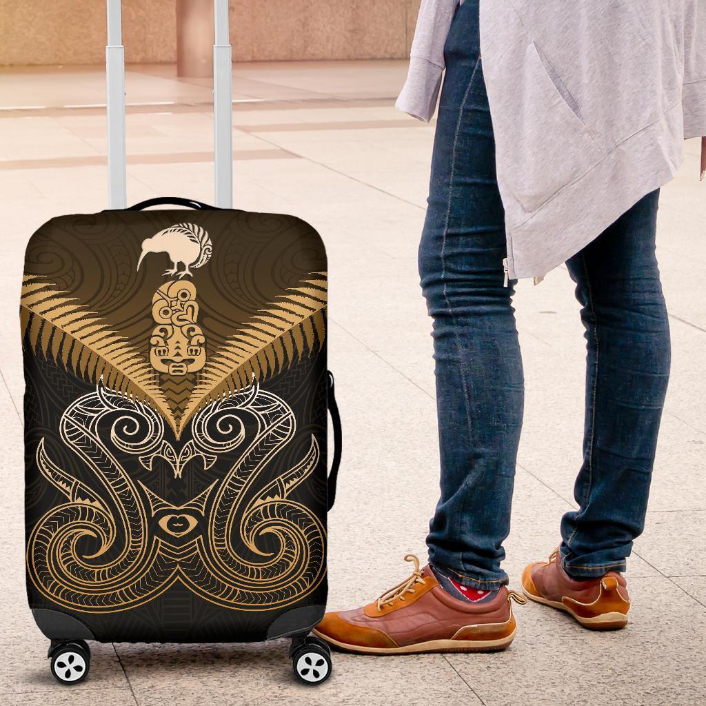 Maori Manaia New Zealand Luggage Covers Gold - Vibe Hoodie Shop