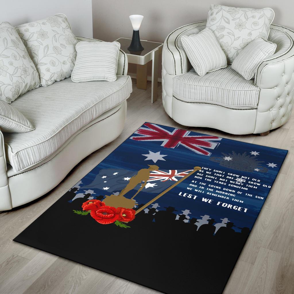 ANZAC Area Rug - Always Remember Australian ANZAC Day - Vibe Hoodie Shop