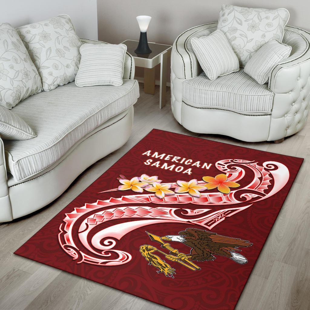 American Samoa Area Rug - AS Seal Polynesian Patterns Plumeria - Vibe Hoodie Shop