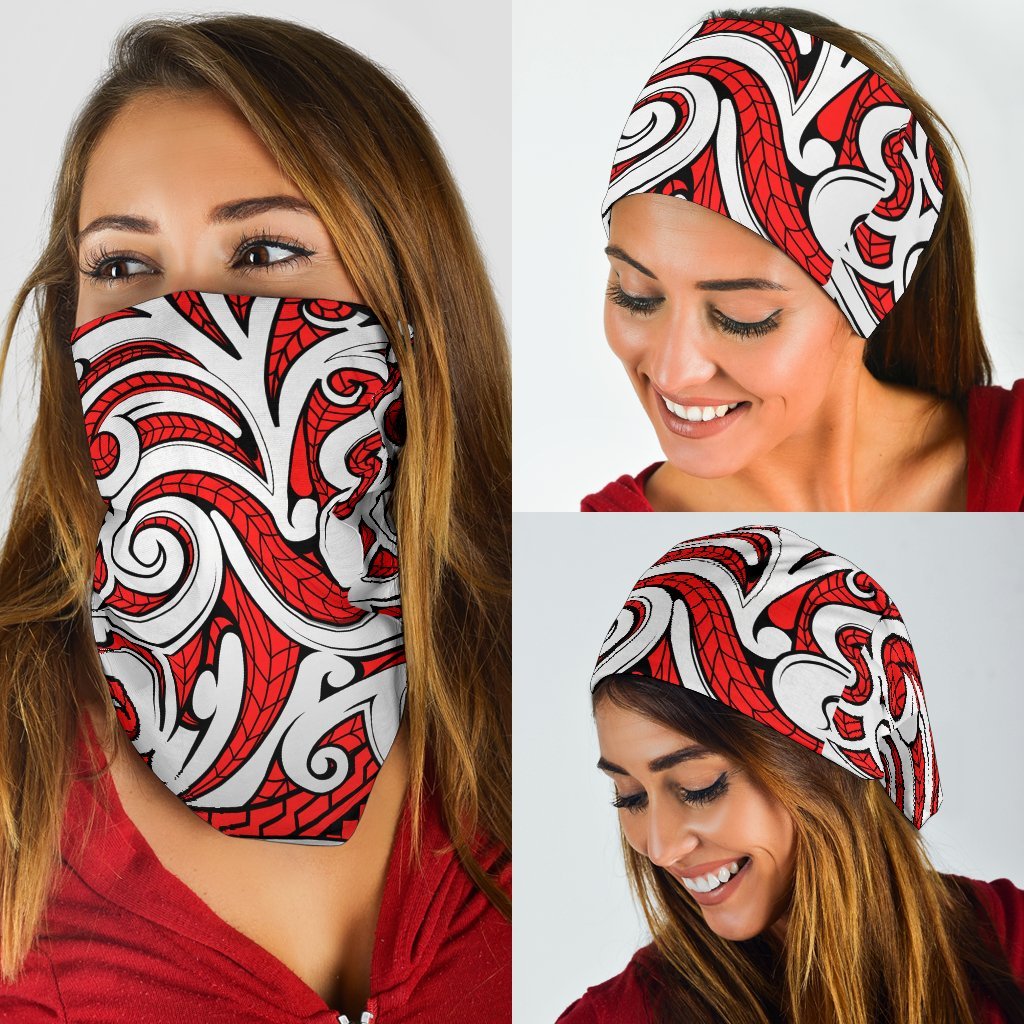 New Zealand Maori Tribal Ornament Bandana - Red - Vibe Hoodie Shop