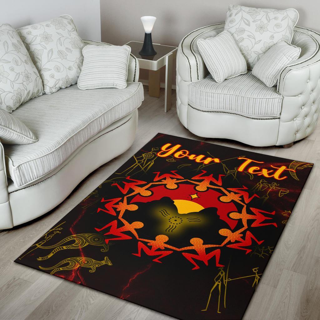 Custom Aboriginal Area Rug - Australia Map and Indigenous Flag - Vibe Hoodie Shop