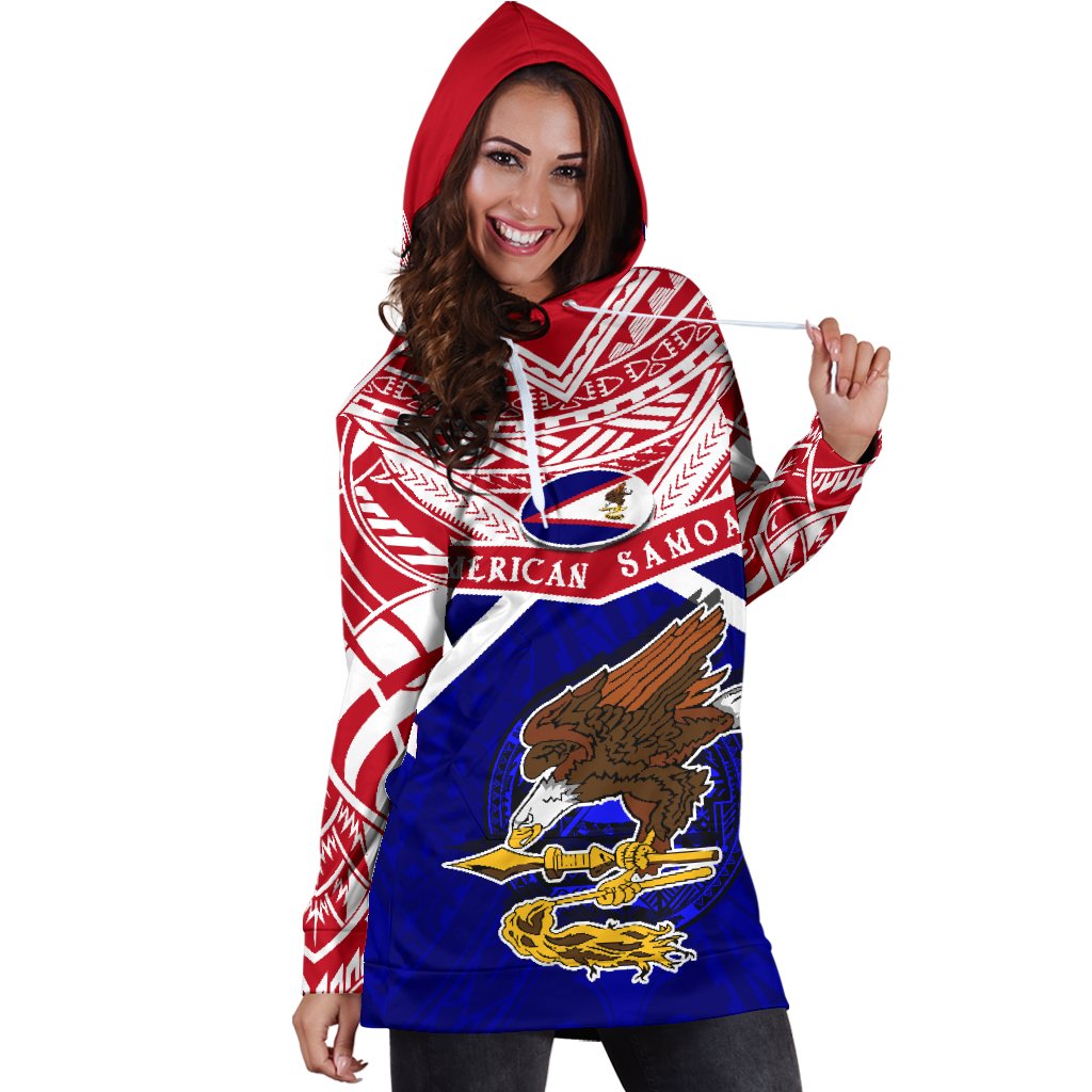 American Samoa Rugby Women Hoodie Dress Eagle Flag - Vibe Hoodie Shop