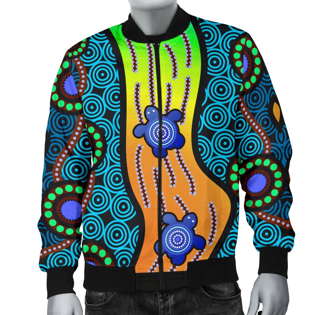 Men's Bomber Jacket - Aboriginal Turtle - Vibe Hoodie Shop
