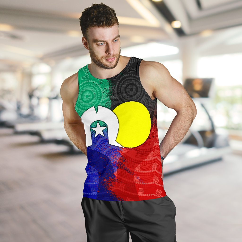 Aboriginal Men's Tank Top, Australia NAIDOC Week Indigenous Flag Style - Vibe Hoodie Shop