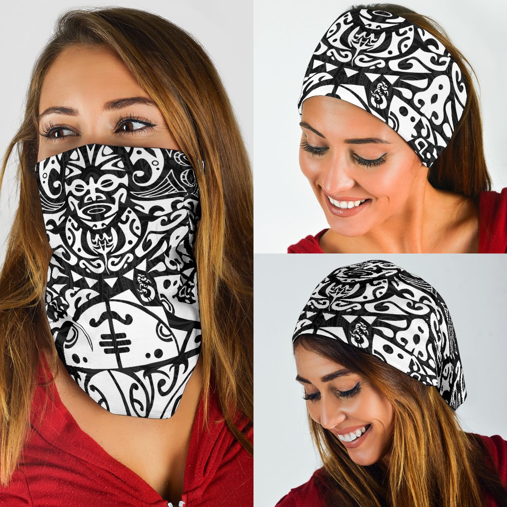 New Zealand Maori Tangaroa Tattoo Bandana - White - Vibe Hoodie Shop