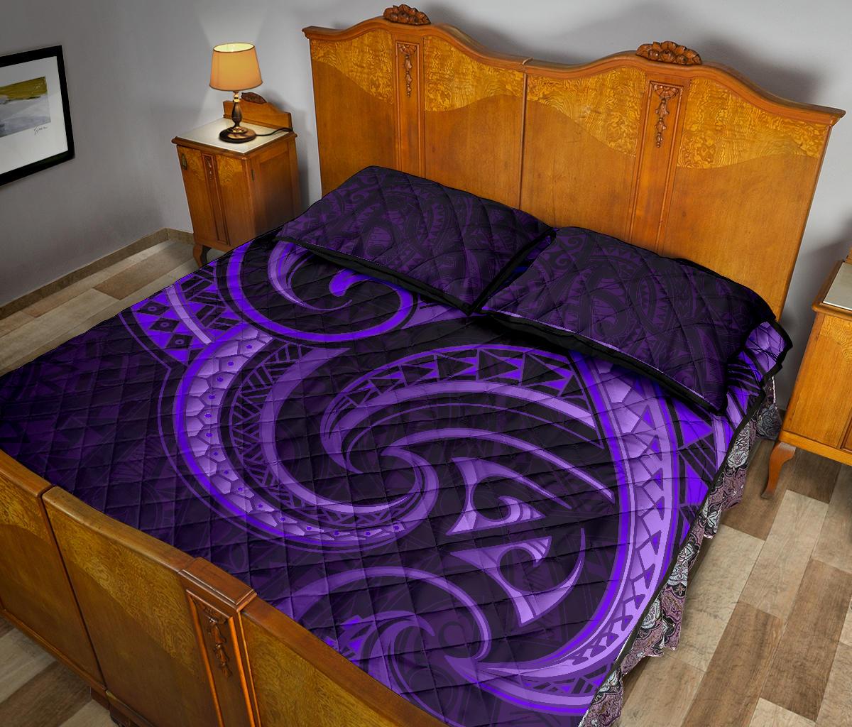 New Zealand Maori Mangopare Quilt Bed Set Polynesian - Purple - Vibe Hoodie Shop