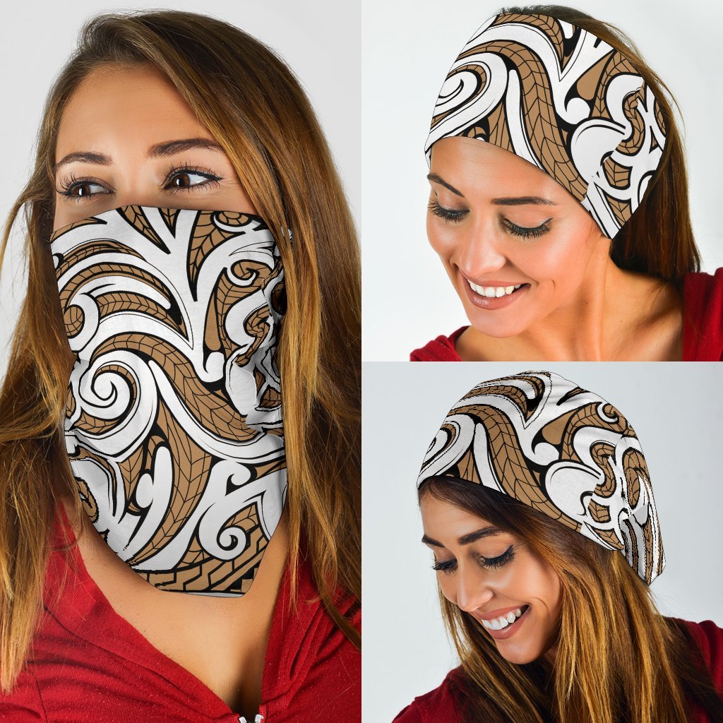 New Zealand Maori Tribal Ornament Bandana - Tan - Vibe Hoodie Shop