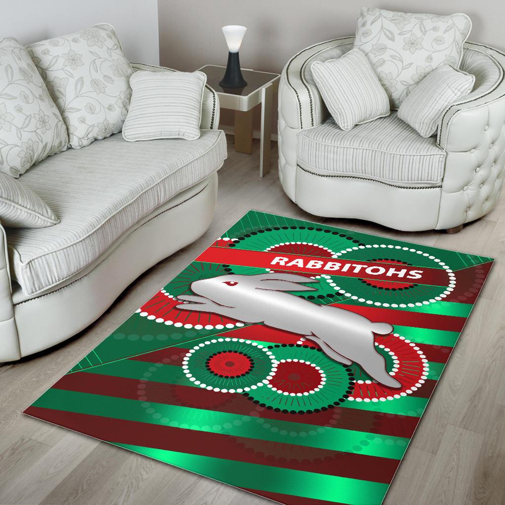 Rabbitohs Area Rug Indigenous Bravery - Vibe Hoodie Shop