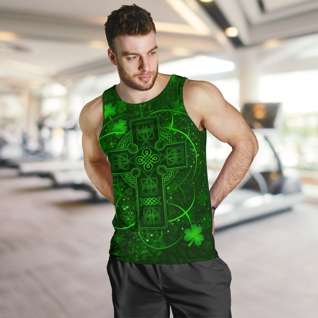 Ireland Men Tank Top Irish Saint Patrick Day Celtic Cross - Vibe Hoodie Shop