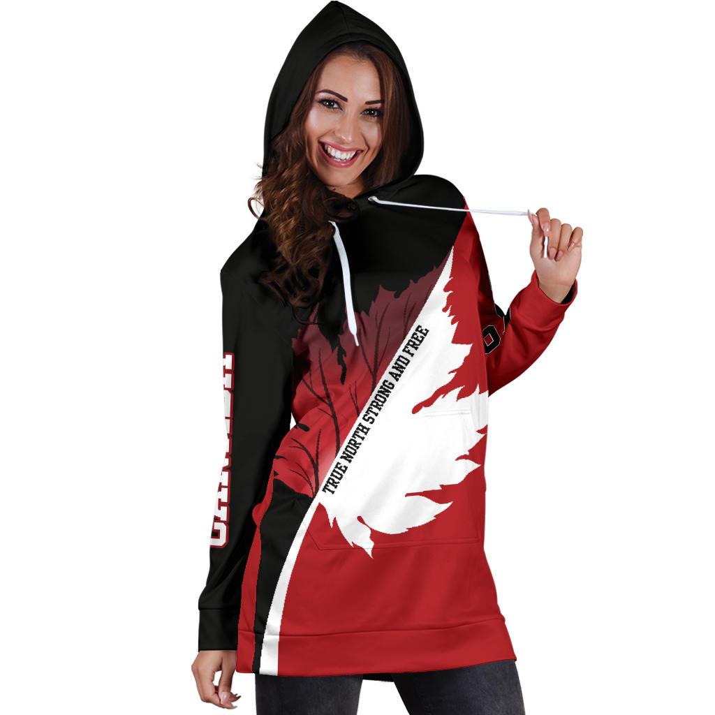 Canada Strong And Free Hoodie Dress - Vibe Hoodie Shop