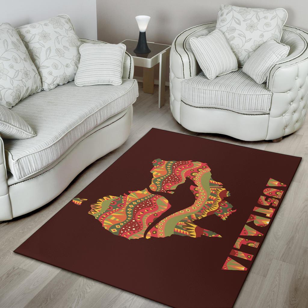 Area Rug - Australia Map Rug Aboriginal Patterns - Vibe Hoodie Shop