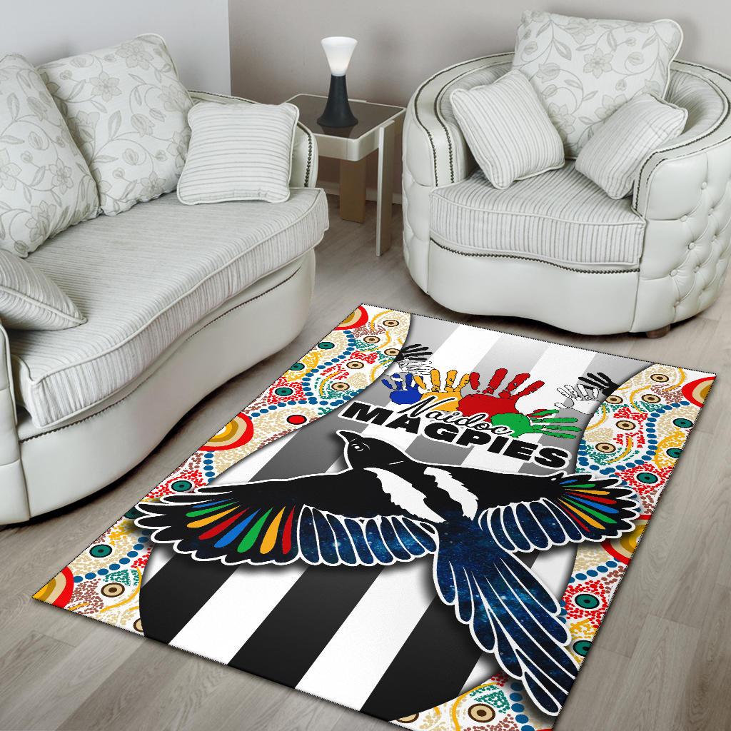 Magpies NAIDOC Week Area Rug Collingwood Modern Style - Vibe Hoodie Shop